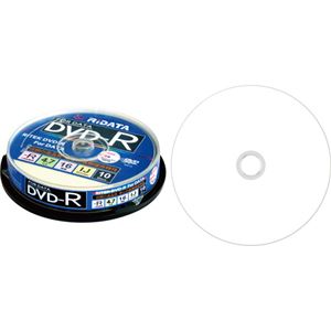 （まとめ）RiDATA データ用DVD-R4.7GB 1-16倍速 ホワイトワイドプリンタブル スピンドルケース D-R16X47G.PW10SP B1パック(10枚) 【×10セット】