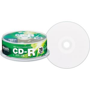 （まとめ）YAMAZEN Qriomデータ用CD-R 700MB 52倍速 ホワイトワイドプリンタブル スピンドルケース QCR-D20SP1パック(20枚) 【×10セット】