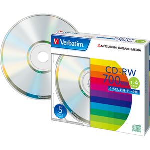 （まとめ）バーベイタム データ用CD-RW700MB 4倍速 ブランドシルバー 5mmスリムケース SW80QU5V1 1パック(5枚) 【×5セット】