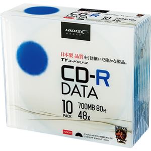 （まとめ）ハイディスク データ用CD-R700MB 48倍速 ホワイトワイドプリンタブル 5mmスリムケース TYCR80YP10SC1パック(10枚) 【×5セット】