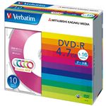 （まとめ）バーベイタム データ用DVD-R4.7GB 1-16倍速 5色カラーMIX 5mmスリムケース DHR47JM10V11パック(10枚:各色2枚) 【×5セット】