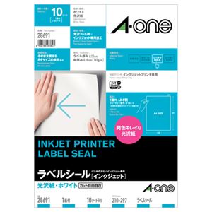 （まとめ）エーワン ラベルシール[インクジェット]光沢紙・ホワイト A4 ノーカット 28691 1冊(10シート) 【×5セット】