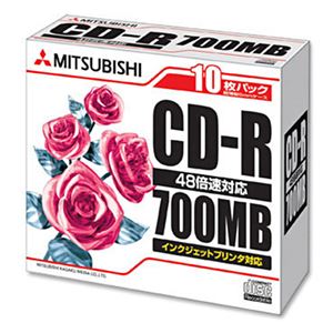 （まとめ）三菱ケミカルメディア データ用CD-R700MB 48倍速 ホワイトプリンタブル スリムケース SR80PP10 1パック(10枚) 【×5セット】