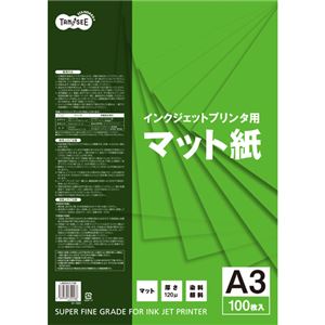 （まとめ）TANOSEE インクジェットプリンタ用マット紙 A3 1冊(100枚) 【×5セット】