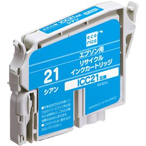 （まとめ）エコリカ リサイクルインクカートリッジ[エプソン:ICC21互換] ECI-E21C 1個 【×5セット】