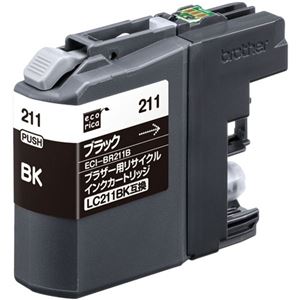 （まとめ）エコリカ リサイクルインクカートリッジ[ブラザー:LC211BK互換] ECI-BR211B 1個 【×5セット】