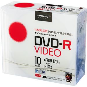 （まとめ）ハイディスク 録画用DVD-R 120分16倍速 ホワイトワイドプリンタブル 5mmスリムケース TYDR12JCP10SC 1パック(10枚) 【×5セット】