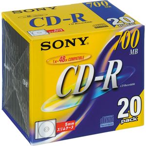 （まとめ）ソニー データ用CD-R 700MB48倍速 ブランドシルバー 5mmスリムケース 20CDQ80DN 1パック(20枚) 【×3セット】