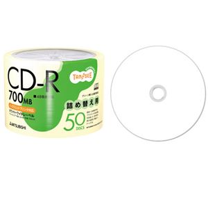 （まとめ）TANOSEE 三菱ケミカルメディアデータ用CD-R 700MB 48倍速 ホワイトワイドプリンタブル 詰め替え用 SR80FPW50TT1パック(50枚) 【×3セット】