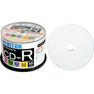 （まとめ）RITEK データ用CD-R 700MB1-52倍速 ホワイトワイドプリンタブル スピンドルケース CD-R700EXWP.50RT C1パック(50枚) 【×3セット】