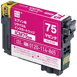 （まとめ）エコリカ リサイクルインクカートリッジ[エプソン:ICM75互換] ECI-E75M 1個 【×3セット】