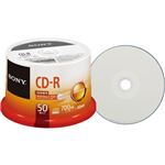 （まとめ）ソニー データ用CD-R 700MB48倍速 ホワイトワイドプリンタブル スピンドルケース 50CDQ80TPP 1パック(50枚) 【×3セット】