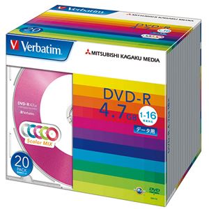 （まとめ）バーベイタム データ用DVD-R4.7GB 1-16倍速 5色カラーMIX 5mmスリムケース DHR47JM20V11パック(20枚:各色4枚) 【×3セット】