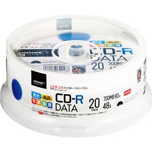 （まとめ）ハイディスク データ用CD-R700MB 48倍速 ホワイトワイドプリンタブル スピンドルケース TYCR80YPW20SP1パック(20枚) 【×3セット】