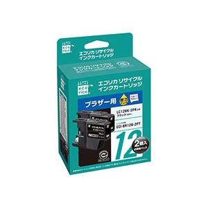 （まとめ）エコリカ リサイクルインクカートリッジ[ブラザー:LC12BK互換] ECI-BR12B-2PT 1箱(2個) 【×3セット】