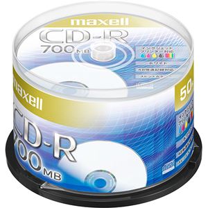 （まとめ）マクセル データ用CD-R 700MB48倍速 ホワイトプリンタブル スピンドルケース CDR700S.PNW.50SP 1パック(50枚) 【×3セット】