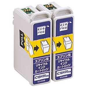 （まとめ）エコリカ リサイクルインクカートリッジ[エプソン:IC1BK05W互換] ECI-E05B2P 1箱(2個) 【×3セット】