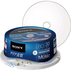 （まとめ）ソニー 録音用CD-R80分(700MB) ホワイトワイドプリンタブル スピンドルケース 30CRM80HPWP 1パック(30枚) 【×3セット】