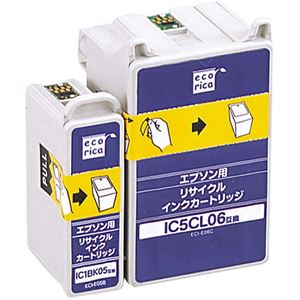 （まとめ）エコリカ リサイクルインクカートリッジ[エプソン:IC1BK05、IC5CL06互換] ECI-E05B06C 1箱(2個:各1個) 【×3セット】