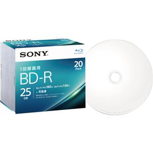 （まとめ）ソニー 録画用BD-R 130分1-4倍速 ホワイトワイドプリンタブル 5mmスリムケース 20BNR1VJPS4 1パック(20枚) 【×2セット】