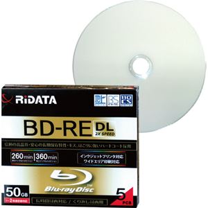 （まとめ）RiDATA 録画用BD-RE DL260分 1-2倍速 ホワイトワイドプリンタブル 5mmスリムケース BD-RE260PW 2X.5P SC A1パック(5枚) 【×2セット】