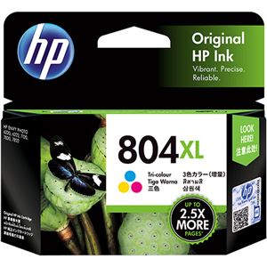 （まとめ）HP HP804XL インクカートリッジカラー(増量) T6N11AA 1個 【×2セット】