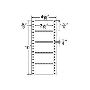 東洋印刷 ナナフォーム 連続ラベルMタイプ 4_5/10×10インチ 5面 84×47mm MM4R 1箱(1000折:500折×2冊)