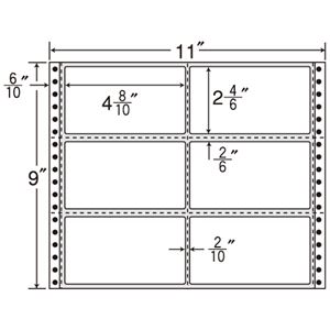 東洋印刷 ナナフォーム 連続ラベルMタイプ 11×9インチ 6面 122×68mm 荷札サイズ 横2縦3ミシン入 M11B 1箱(500折)