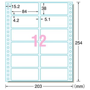 エーワン コンピュータフォームラベル8×10インチ スタンダードラベル80桁用 12面 84×38mm 28003 1箱(500折)