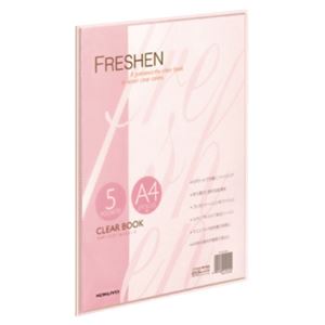 （まとめ）コクヨ クリヤーブック(フレッシェン)固定式 A4タテ 5ポケット ピンク ラ-S10P 1セット(5冊) 【×5セット】