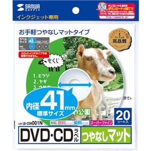 （まとめ）サンワサプライインクジェットDVD/CDラベル 内径41mm スーパーファイン つやなしマット LB-CDR001N1パック(20枚) 【×10セット】