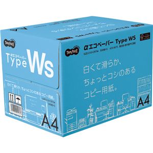 （まとめ）TANOSEE αエコペーパータイプWS 白くて滑らか、ちょっとコシのあるコピー用紙。 A4 1箱(2500枚:500枚×5冊) 【×3セット】