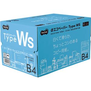 （まとめ）TANOSEE αエコペーパータイプWS 白くて滑らか、ちょっとコシのあるコピー用紙。 B4 1箱(2500枚:500枚×5冊) 【×2セット】