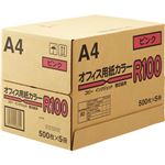 （まとめ）日本紙通商 オフィス用紙カラーR100A4 ピンク 1箱(2500枚:500枚×5冊) 【×2セット】