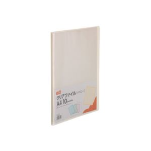 （まとめ）TANOSEE クリアファイル A4タテ10ポケット 背幅8mm イエロー 1セット(10冊) 【×5セット】