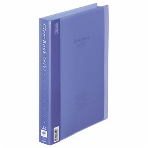 （まとめ）ライオン事務器 クリアーブック(エール)A4タテ 60ポケット 背幅35mm ブルー CR-60A 1冊 【×5セット】