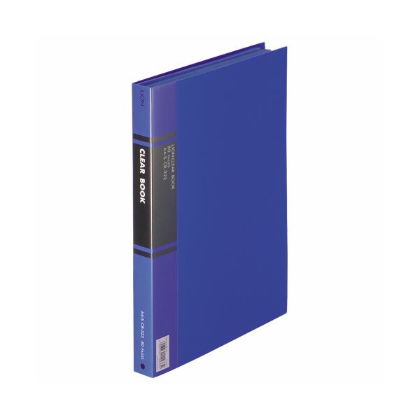 （まとめ）ライオン事務器 クリアーブック A4タテ40ポケット 背幅27mm 青 カラー台紙付 CR-323 1冊 (×3セット) b04