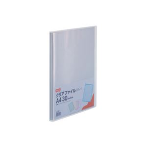 （まとめ）TANOSEE クリアファイル A4タテ30ポケット 背幅17mm ブルー 1セット(10冊) 【×3セット】