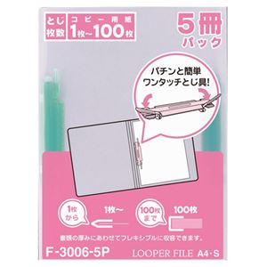 リヒトラブ ルーパーファイル A4タテ2穴 100枚収容 緑 業務用パック F-3006-5P 1セット(100冊:5冊×20パック)