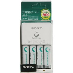 ソニーニッケル水素スタンダード充電器セット 単3形「サイクルエナジーシルバー」4本付 BCG34HH4R1セット(3パック)