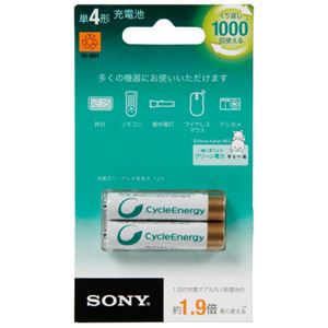 （まとめ）ソニー 充電式ニッケル水素充電池サイクルエナジーゴールド 単4形 NH-AAA-2BKB 1セット(10本:2本×5パック)【×2セット】