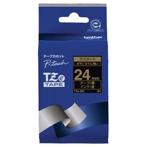 （まとめ）ブラザー ピータッチ TZeテープラミネートテープ 24mm 黒/金文字 TZE-354 1個【×3セット】