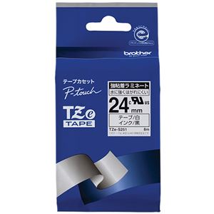 （まとめ）ブラザー ピータッチ TZeテープ強粘着ラミネートテープ 24mm 白/黒文字 TZE-S251 1個【×3セット】