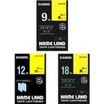 （まとめ）カシオ NAME LANDキレイにはがせて下地がかくせる強粘着テープセット 9・12・18mm 黄/黒文字 XR-MIX-GCYW-3P1パック(3個:各サイズ1個)【×2セット】