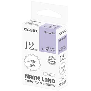 （まとめ）カシオ NAME LANDパステルアッシュテープ 12mm ラベンダー/グレー文字 XR-12ASLV 1個【×5セット】