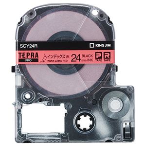 （まとめ）キングジム テプラ PROテープカートリッジ インデックスラベル 24mm 赤/黒文字 SCY24R 1個【×5セット】