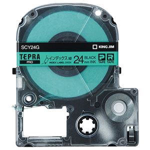 （まとめ）キングジム テプラ PROテープカートリッジ インデックスラベル 24mm 緑/黒文字 SCY24G 1個【×5セット】