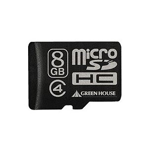 （まとめ）グリーンハウス microSDHCカード8GB Class4 防水仕様 SDHC変換アダプタ付 GH-SDMRHC8G4 1枚【×2セット】