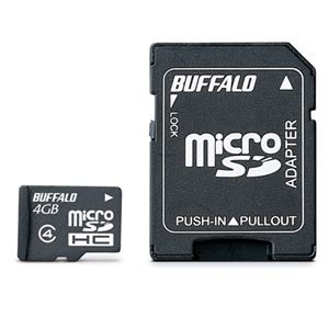 （まとめ）バッファロー microSDHCカード4GB Class4 防水仕様 SDHC変換アダプター付 RMSD-BS4GAB 1枚【×3セット】