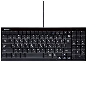 （まとめ）バッファロー USB接続有線スリムキーボード ブラック BSKBU14BK 1台【×2セット】